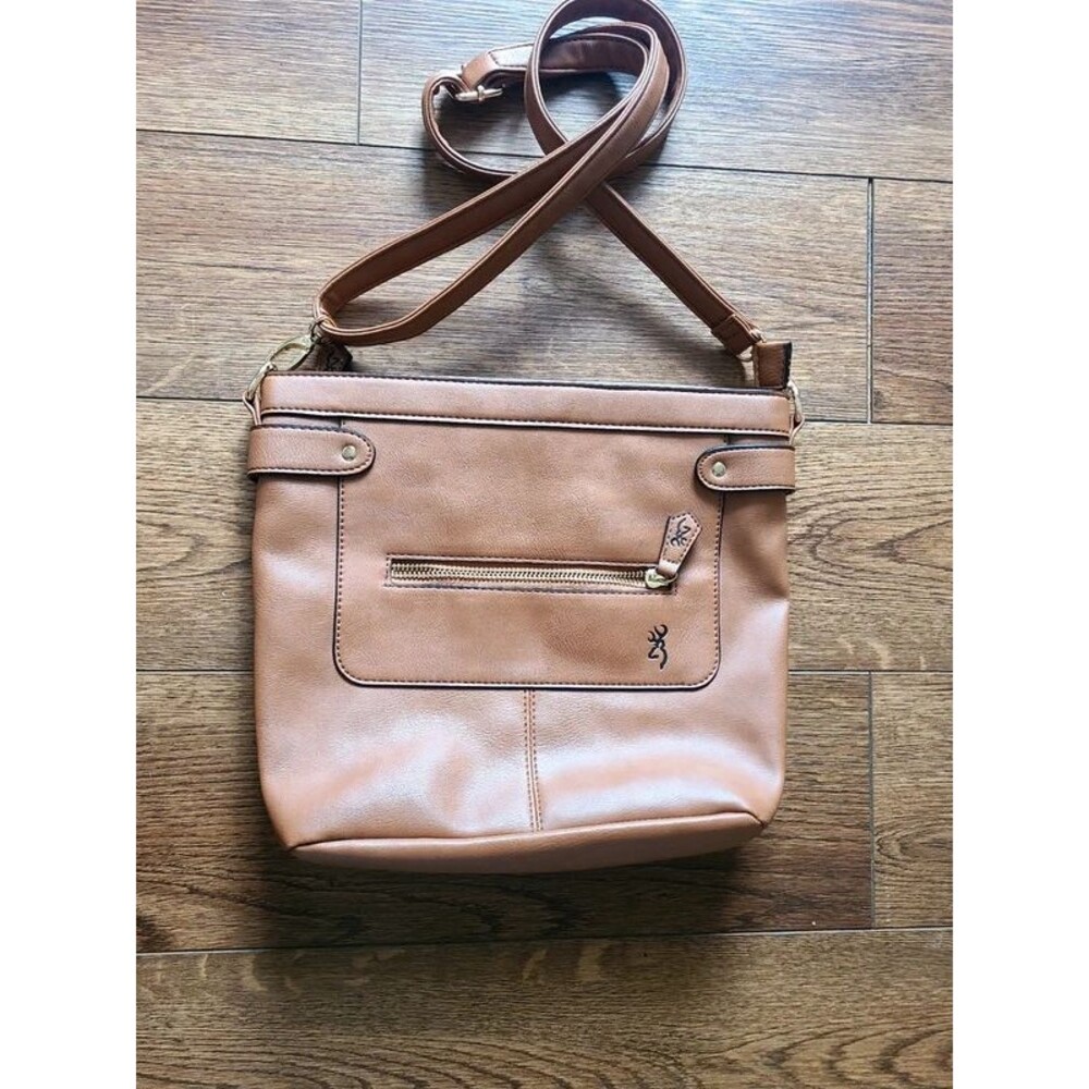 Browning Brown Crossbody Bag Faux Leather Adjustable Strap